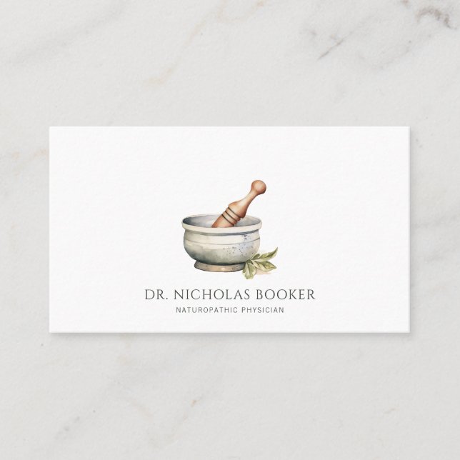 Naturopathic Doctor Mortar Pestle Business Card (Front)