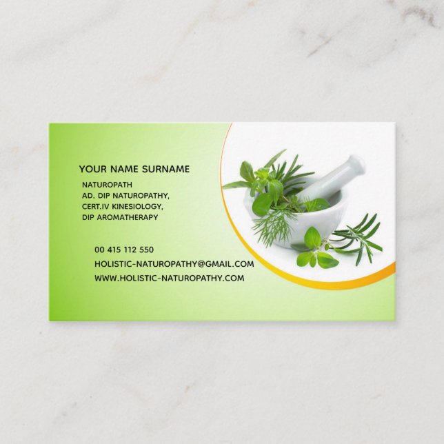 Naturopathy, Holistic Healing, Aroma therapy Appointment Card (Front)