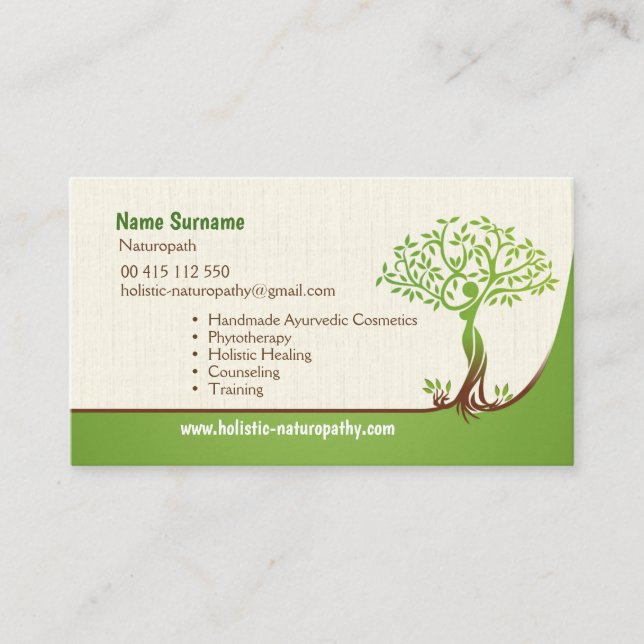 Naturopathy, Holistic Healing, Aroma therapy Appointment Card (Front)