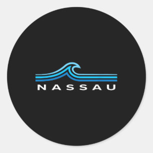 Nau Bahamas Waves Vintage Mens Womens Girls Boys S Classic Round Sticker