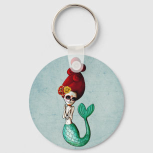 Nauctical Day of The Dead Lovely Mermaid Key Ring