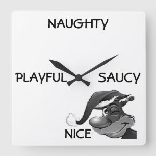 "NAUGHT/NICE WINKING ELF CHRISTMAS CLOCK