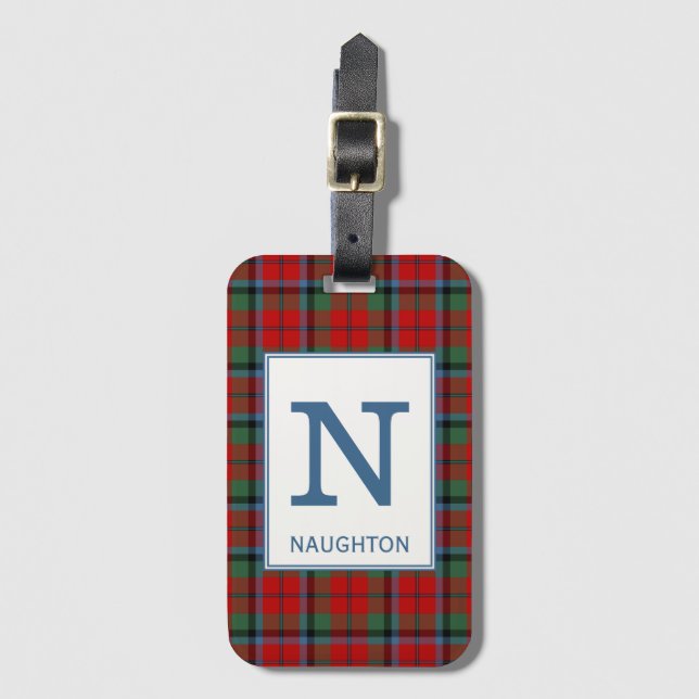 Naughton Tartan Red Plaid Pattern Luggage Tag (Front Vertical)