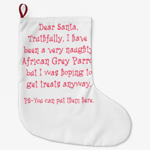 Naughty African Grey Parrot Large Christmas Stocking