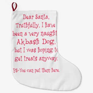 Naughty Akbash Dog Large Christmas Stocking
