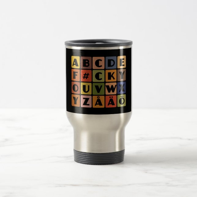 Naughty Alphabets mug – choose style & colour (Center)