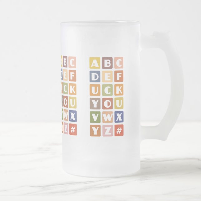 Naughty Alphabets mug – choose style & colour (Right)