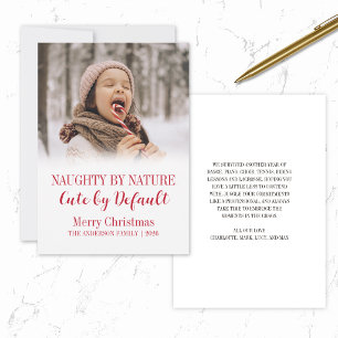 Naughty and Cute Funny Kids Family Christmas Photo Holiday Card