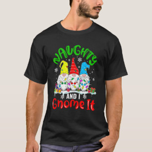 Naughty And I Gnome It Christmas Three Gnomes Fami T-Shirt