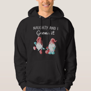 Naughty And I Gnome It Watercolor Christmas Gnomes Hoodie
