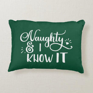 naughty and I know it Funny Christmas Decorative Cushion