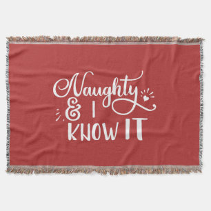 naughty and I know it Funny Christmas Throw Blanket