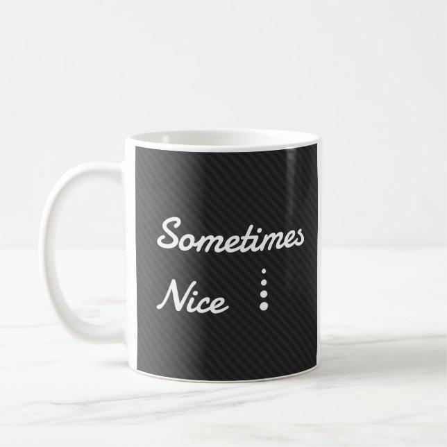 Naughty and Nice Black and White Typography Coffee Mug (Left)