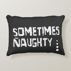 Naughty and Nice Christmas Typography Reversible Decorative Cushion