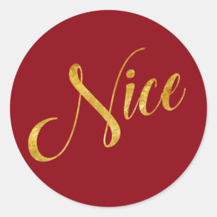 Naughty and Nice Gold Christmas Holiday Gift Fun 1 Classic Round Sticker