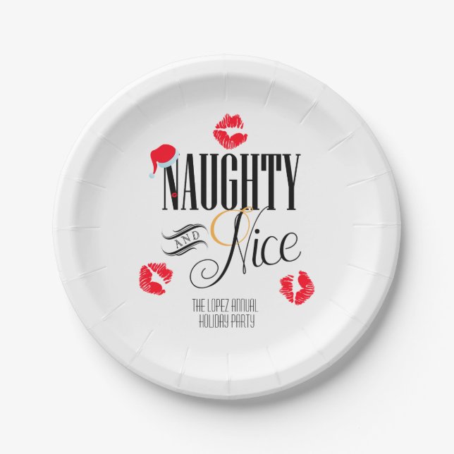 Naughty and Nice Holiday Paper Plate (Front)