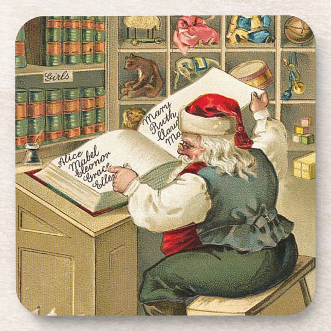 Naughty and Nice List Set of Cork Coasters (Front)