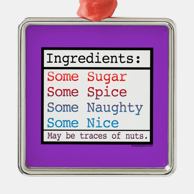 Naughty and Nice Metal Tree Decoration (Front)