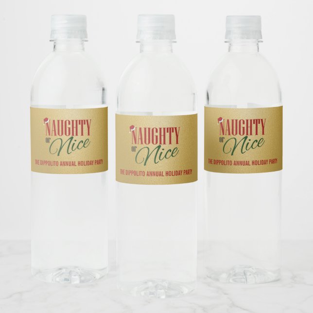 Naughty and Nice Party Water Bottle Label (Bottles)