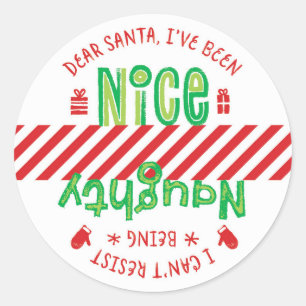 Naughty and Nice Santa Holiday Christmas Sticker