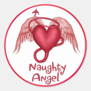 Naughty Angel Classic Round Sticker