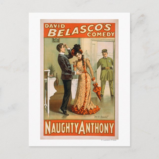 Naughty Anthony "At It Again" Theatre Poster Postcard (Front)