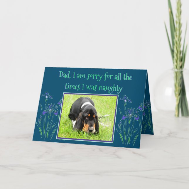 Naughty Basset Hound On Funny Dad's Birthday Card (Front)