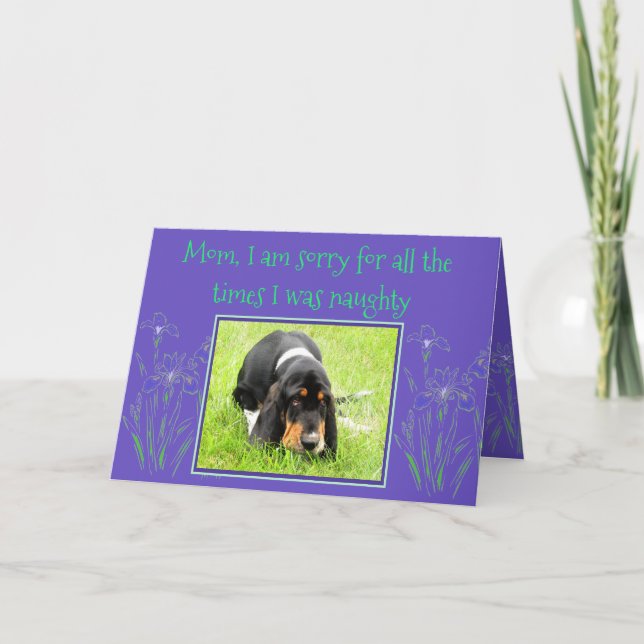 Naughty Basset Hound On Funny Mother's Day Card (Front)