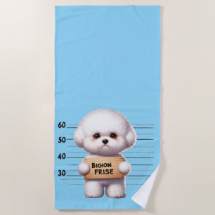Naughty Bichon Frise Beach Towel