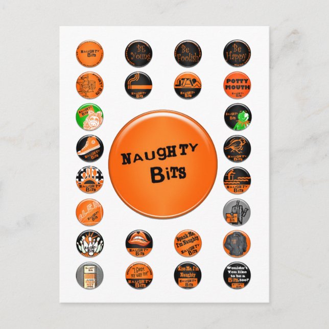 Naughty Bits Merit Badges Postcard (Front)