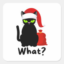 Naughty Black Cat Wearing Santa Hat