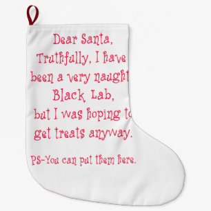 Naughty Black Lab Large Christmas Stocking