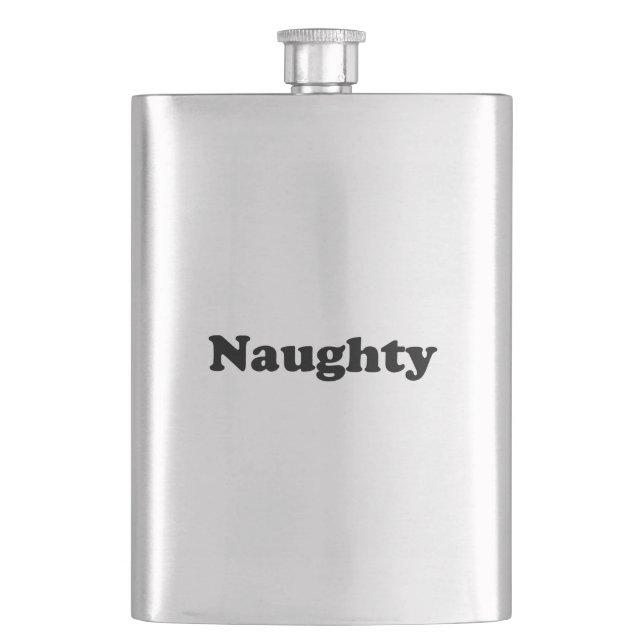 Naughty, black letters, Classic Flask (Front)