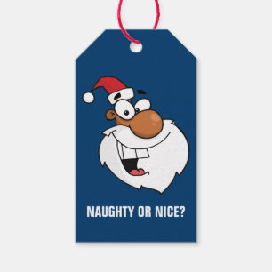 Naughty Black Santa Claus Paper Gift Tag