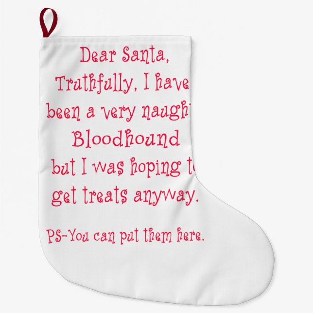 Naughty Bloodhound Large Christmas Stocking (Front)