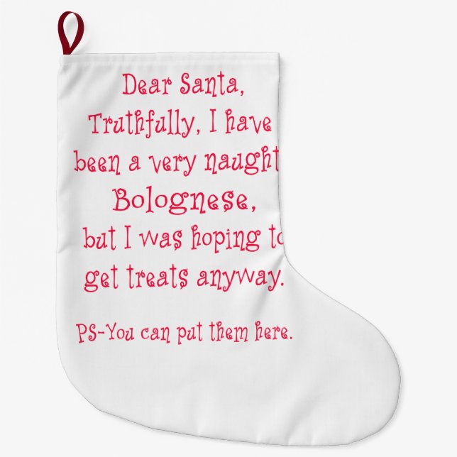 Naughty Bolognese Large Christmas Stocking (Front)
