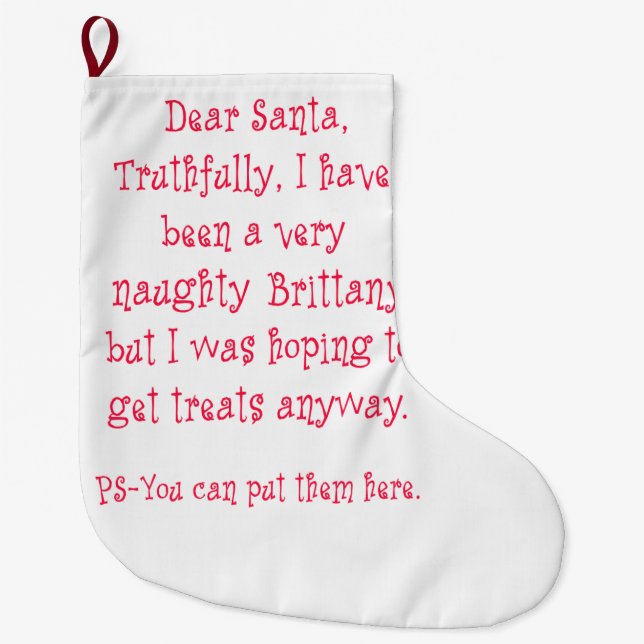 Naughty Brittany Large Christmas Stocking (Front)