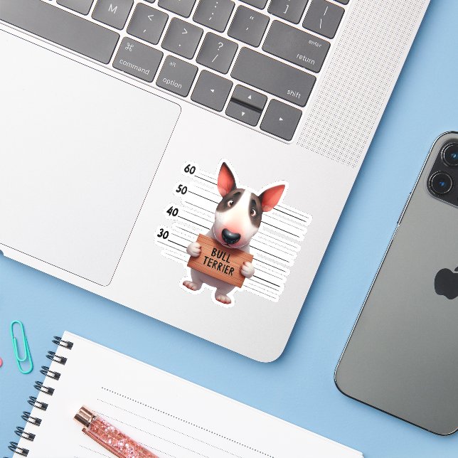 Naughty Bull Terrier (Laptop w/ iPhone)