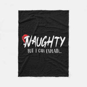 Naughty But I Can Explain Funny Christmas Couples Fleece Blanket