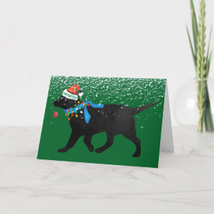Naughty but Nice Black Labrador Christmas Holiday Card