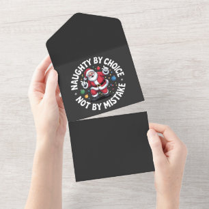Naughty By Choice Not By Mistake Funny Bad Santa All In One Invitation