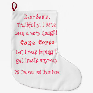 Naughty Cane Corso Large Christmas Stocking