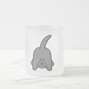 NAUGHTY CAT BACK DESIGN  FROSTED GLASS COFFEE MUG