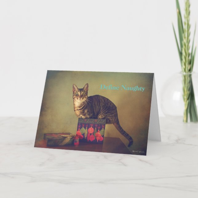 Naughty cat Christmas card (Front)