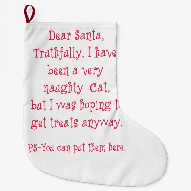 Naughty Cat Large Christmas Stocking (Front)