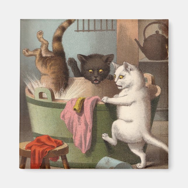 Naughty Cats - Washday Fridge Magnet (Front)