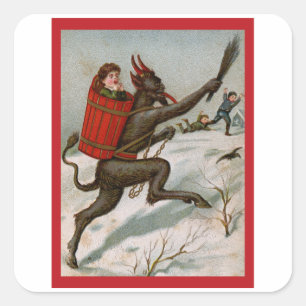 Naughty Children - Vintage Krampus Square Sticker