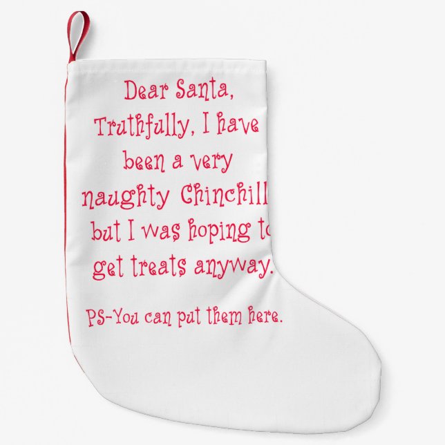 Naughty Chinchilla Small Christmas Stocking (Front)