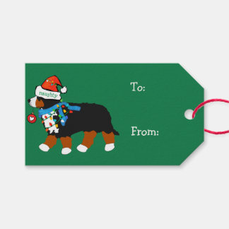 Naughty Christmas Bernese Mountain Dog Custom Gift Tags