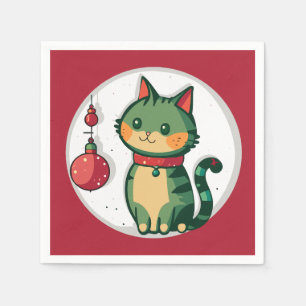 Naughty Christmas Cat Holiday Party Napkin